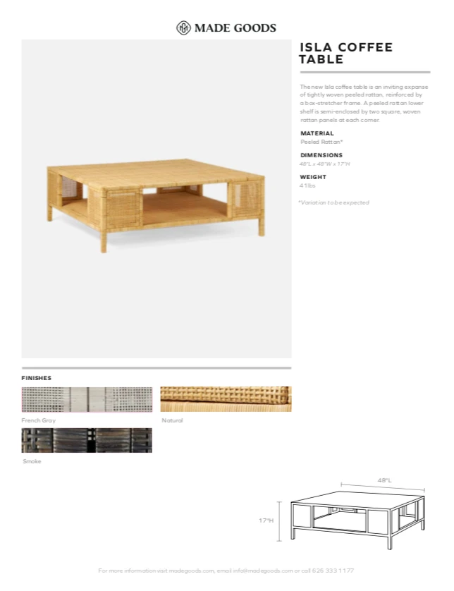 Made Goods Isla Coffee Table French Gray Rattan 2 Made Goods Isla Coffee Table French Gray Rattan