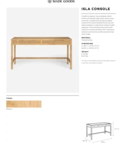 Made Goods New Arrivals Isla Console 48" Natural Peeled Rattan 7 Made Goods New Arrivals Isla Console 48
