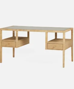 Made Goods New Arrivals Isla Open Shelves Desk Natural Peeled Rattan