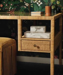 Made Goods New Arrivals Isla Open Shelves Desk Natural Peeled Rattan