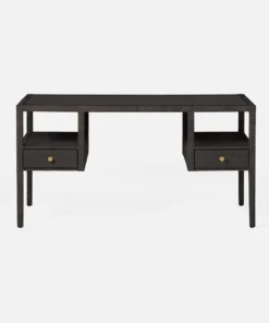 Made Goods Isla Open Shelves Desk Smoke Peeled Rattan