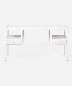 Made Goods Isla Open Shelves Desk White Peeled Rattan
