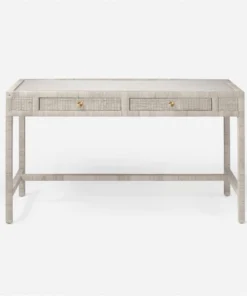 Made Goods New Arrivals Isla 2 Drawer Desk French Gray Peeled Rattan