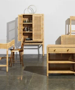 Made Goods New Arrivals Isla 2 Drawer Desk Natural Peeled Rattan