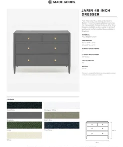 Made Goods New Arrivals Jarin 48" Dresser Graphite Faux Belgian Linen