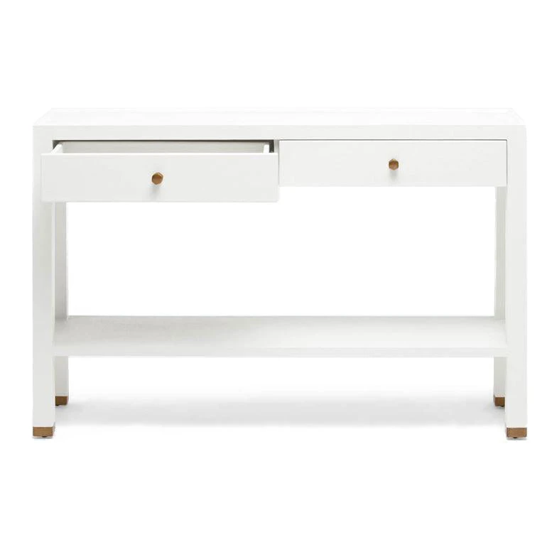 Made Goods Jarin Narrow Console Designer White Faux Belgian Linen 2 Made Goods Jarin Narrow Console Designer White Faux Belgian Linen