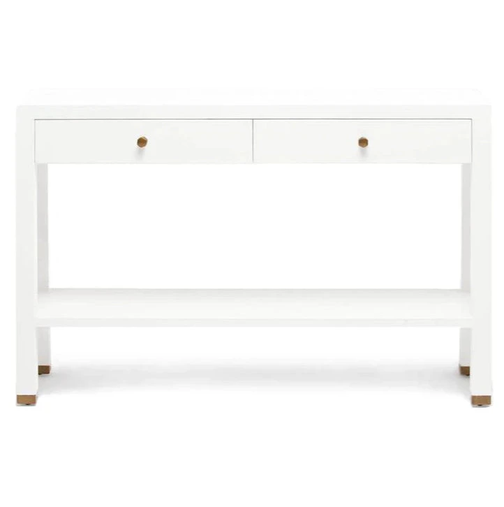 Made Goods Jarin Narrow Console Designer White Faux Belgian Linen 1 Made Goods Jarin Narrow Console Designer White Faux Belgian Linen