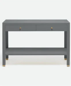Made Goods Jarin Console Graphite Faux Belgian Linen Standard And Narrow