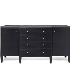 Made Goods Jarin Deep Drawer Buffet Dark Navy Faux Belgian Linen New Arrivals