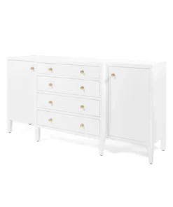 Made Goods Jarin Deep Drawer Buffet Designer White Faux Belgian Linen