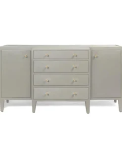 Made Goods New Arrivals Jarin Deep Drawer Buffet Light Gray Faux Belgian Linen