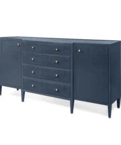 Made Goods Jarin Deep Drawer Buffet True Navy Faux Belgian Linen New Arrivals