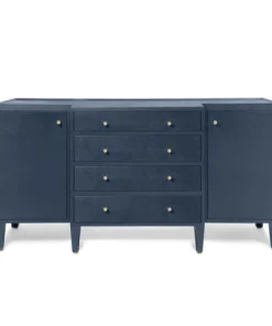 Made Goods Jarin Deep Drawer Buffet True Navy Faux Belgian Linen New Arrivals