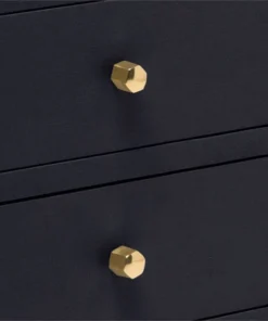 Made Goods Jarin Double Nightstand Dark Navy Faux Belgian Linen