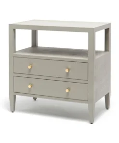 Made Goods Jarin Double Nightstand Light Gray Faux Belgian Linen