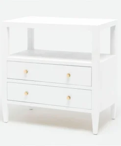 Made Goods New Arrivals Jarin Double Nightstand Designer White Faux Belgian Linen