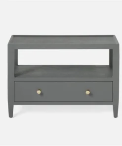 Made Goods Jarin Low Double Nightstand Graphite Faux Belgian Linen New Arrivals