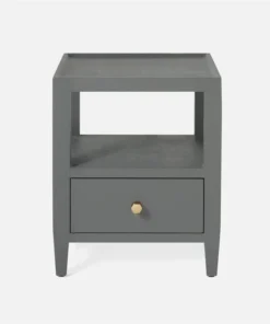 Made Goods Jarin Low Single Nightstand Graphite Faux Belgian Linen New Arrivals