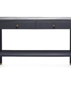 Made Goods New Arrivals Jarin Narrow Console Dark Navy Faux Belgian Linen
