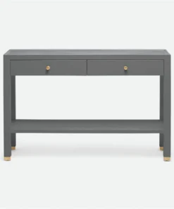 Made Goods Jarin Console Graphite Faux Belgian Linen Standard And Narrow