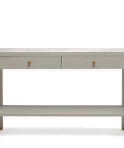 Made Goods Jarin Narrow Console Gray Faux Belgian Linen