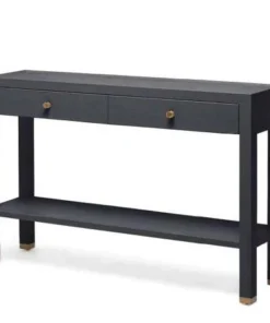 Made Goods New Arrivals Jarin Narrow Console Dark Navy Faux Belgian Linen