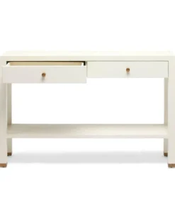 Made Goods Jarin Narrow Console White Faux Belgian Linen New Arrivals