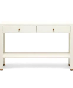 Made Goods Jarin Narrow Console White Faux Belgian Linen New Arrivals