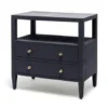 Made Goods Jarin Double Nightstand Dark Navy Faux Belgian Linen