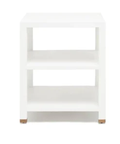 Made Goods New Arrivals Jarin Side Table Designer White Faux Belgian Linen