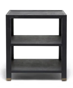 Made Goods New Arrivals Jarin Side Table Dark Navy Faux Belgian Linen
