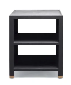 Made Goods New Arrivals Jarin Side Table Dark Navy Faux Belgian Linen