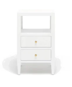 Made Goods Jarin Single Nightstand Designer White Faux Belgian Linen