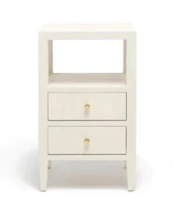 Made Goods Jarin Single Nightstand White Faux Belgian Linen