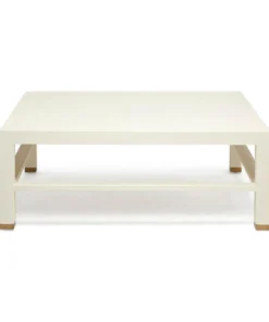 Made Goods Jarin Square Coffee Table White Faux Belgian Linen