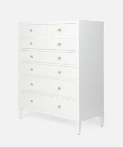 Made Goods New Arrivals Jarin Tallboy Designer White Faux Belgian Linen