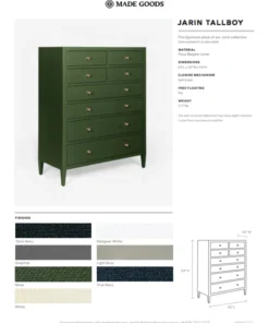 Made Goods Jarin Tallboy White Faux Belgian Linen New Arrivals