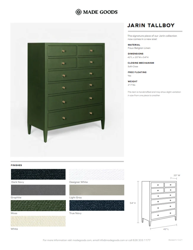 Made Goods New Arrivals Jarin Tallboy True Navy Faux Belgian Linen 3 Made Goods New Arrivals Jarin Tallboy True Navy Faux Belgian Linen