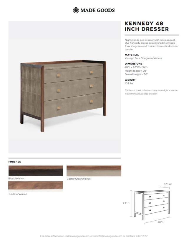 Made Goods Kennedy 48" Dresser Castor Grey And Walnut 3 Made Goods Kennedy 48" Dresser Castor Grey And Walnut