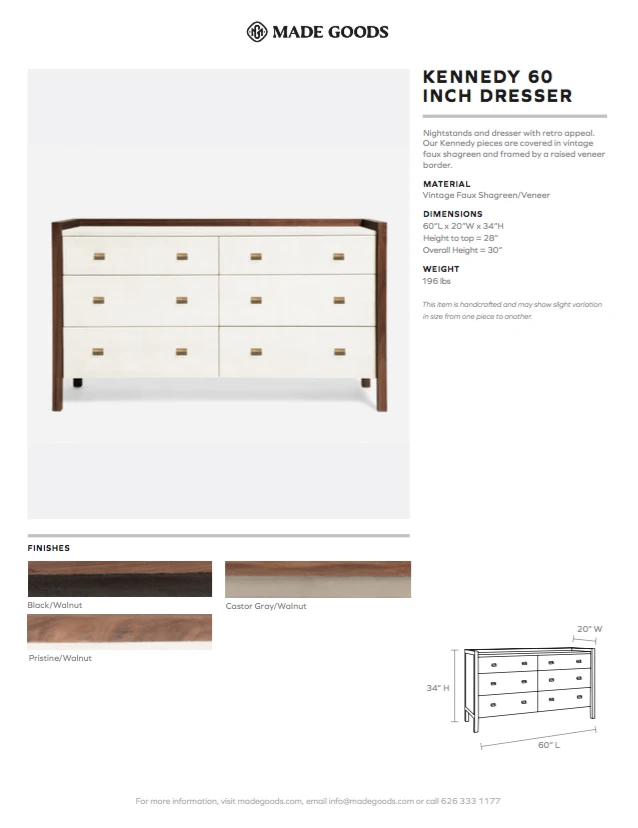 Made Goods Kennedy 60" Dresser Pristine And Light Bleached Oak 3 Made Goods Kennedy 60" Dresser Pristine And Light Bleached Oak