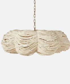 Made Goods Kira Chandelier White Wood Beads Large