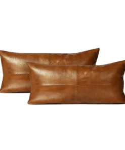 Made Goods Kody Lumbar Pillow Set Aged Camel Leather New Arrivals