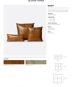 Made Goods Kody Square Pillow Set Storm Leather 13 Made Goods Kody Square Pillow Set Storm Leather