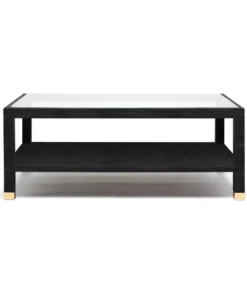 Made Goods Lafeu Rectangle Coffee Table Black Faux Shagreen
