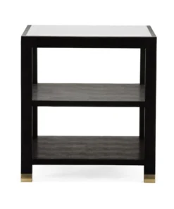 Made Goods Lafeu Side Table Single And Double Black Realistic Faux Shagreen New Arrivals