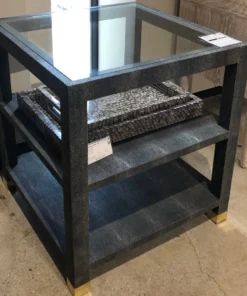 Made Goods Lafeu Side Table Single And Double Cool Grey Realistic Faux Shagreen New Arrivals