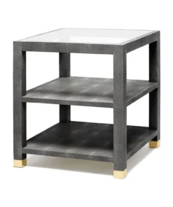 Made Goods Lafeu Side Table Single And Double Cool Grey Realistic Faux Shagreen New Arrivals