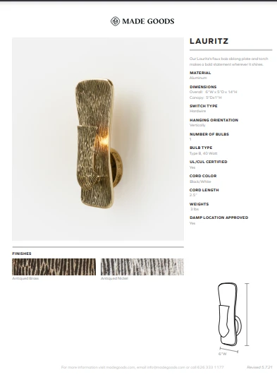 Made Goods Lauritz Sconce Nickel 5 Made Goods Lauritz Sconce Nickel