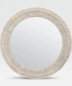 Made Goods New Arrivals Lexi Mirror 38" Natural Bone And Gray Resin