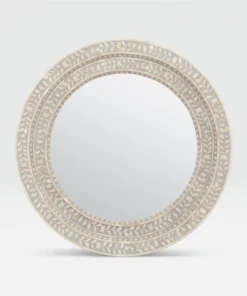 Made Goods Lexi Mirror 32" Natural Bone And Gray Resin